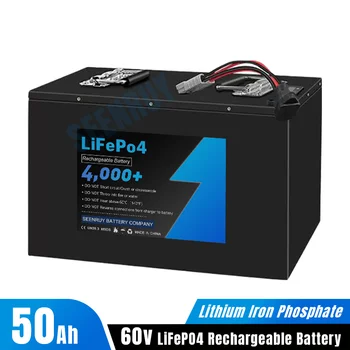 60V 50Ah Lifepo4 Акумулаторна батерия Вградена 50A BMS за електрически мотор с мощност 1000 W 2 кВт 2500 W, Голф количка, Скутер, опция Bluetooth