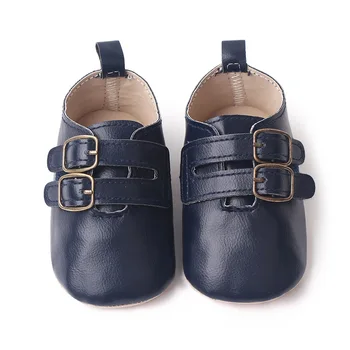 Обувки За новородено, Обувки, Британски Стил с метална Катарама За по-малките Момчета, Обувки за легла от Изкуствена Кожа за Деца 0-18 м, Детски Обувки с мека Подметка за бебета