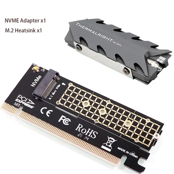 Адаптер, PCIe за NVMe с Алуминиеви SSD-радиатор Cooler, 64 Gbit/M2 с Ssd Gen4 PCIe 4.0 X4 X8 X16 Карта за разширяване на настолни компютри
