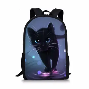 Ученически чанти с шарени Черни Фантазийных котки, ученически чанти за момчета и Момичета, Мультяшная картина с изображение на малки животни, Раница за тийнейджъри, Ученическа раница
