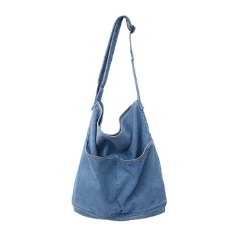 Чанта през рамо за жени, Жан чанта с Голям капацитет, Пътни Холщовые Ежедневни чанти през рамо, Дамски чанти, чанта през рамо