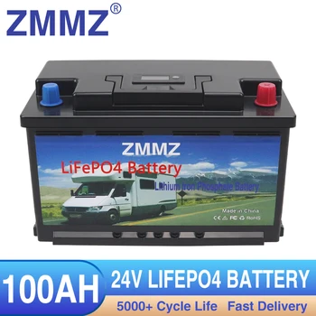 12V 24V 300Ah 100Ah LiFePO4 Батерия Вграден BMS Литиево-желязо-фосфатный елемент За кемперов RV Golf Cart Слънчево Склад Със зарядно устройство