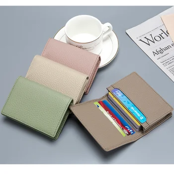 Многоцветен портфейл от естествена кожа, висококачествени однослойная кожена чанта за визитки, държач за съхранение на монети, чантата и за мъжете/жените