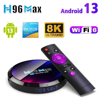 H96 MAX RK3528 4 GB RAM И 64 GB ROM Smart TV, Box 13 Android TV Box 8K WIFI6 Rockchip BT5.0 Видео телеприставка Mali-450MP2