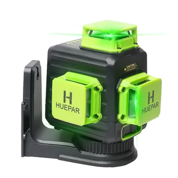Huepar B03CG Кръстосан Самонивелирующийся Лазерен ниво от 12 Линии, Зелен Лъч, Литиево-йонна Батерия с презареждане Type-C, Лазерен ниво Nivel