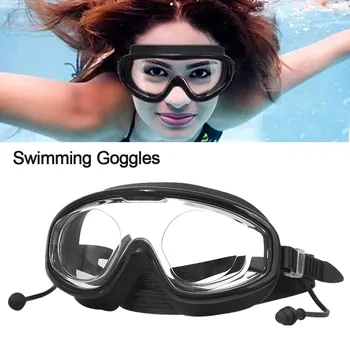 Очила за плуване на открито, устойчив на Мъгла, с широк преглед, за гмуркане с шнорхел, Очила за плуване с затычками за уши за възрастни младежи