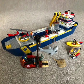 В НАЛИЧНОСТ 60266 Кораби изследователски кораб, Строителен блок, тухли, Градски океански Разузнавателен кораб, Модел Играчки за деца, подаръци за рожден ден