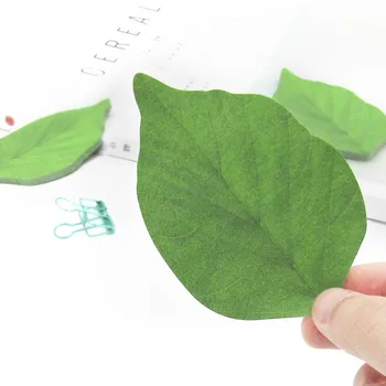 2 бр Корейски, канцеларски материали, Сладък бележник във формата на зелен лист, лепкави бележки, направи си сам, освежаващи хартиени етикети в кавайном стил