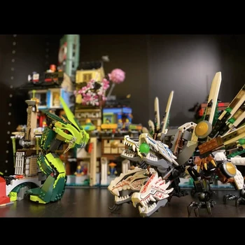 В наличност Съвместими 9450 Epic Dragon Battle Building Block Model Bricks Ninja Fight 4-head Dragons, Коледни подаръци, играчки за деца