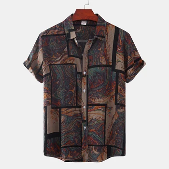 Лятно хавайско Реколта риза с къс ръкав и Принтом, Мъжки Свободна И Дишащи Дрехи Оверсайз Луксозни Y2k Reserva Camisa Dazn