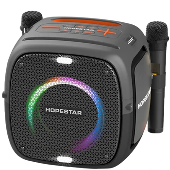 HOPESTAR Портативен Безжичен Говорител Bluetooth 80 W Висока мощност Стерео Двоен Микрофон Открит за Домашно Караоке Субуфер RGB Осветление