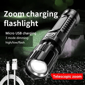 Супер ярки led фенерче с мащабиране от ABS-пластмаса, USB, акумулаторна батерия