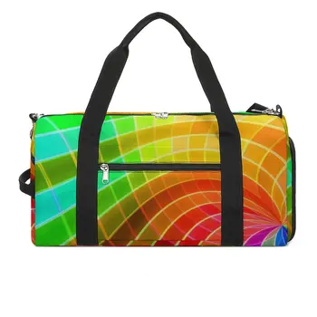 Ярки Преливащи се цветове спортни чанти, уникална Цветна пътна спортна чанта с Завихрением, по-Голям капацитет, Графични чанти, Мъжки чанти за Фитнес Уикенд