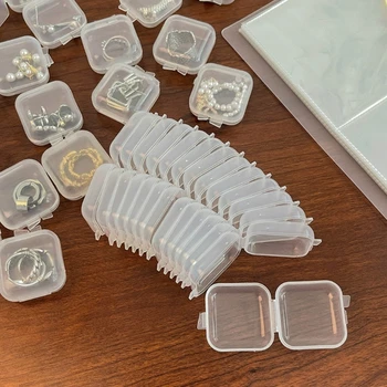 10шт Празни Кутии на панти за Мъниста Мини Прозрачни Пластмасови Контейнери за съхранение на Кутия с Откидными капаци Прозрачен калъф